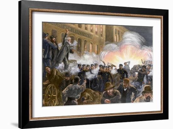 Illustration of Haymarket Riot in Chicago-T. De Thulstrup-Framed Giclee Print