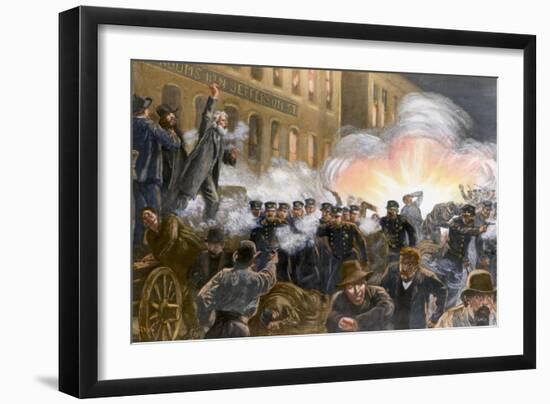 Illustration of Haymarket Riot in Chicago-T. De Thulstrup-Framed Giclee Print