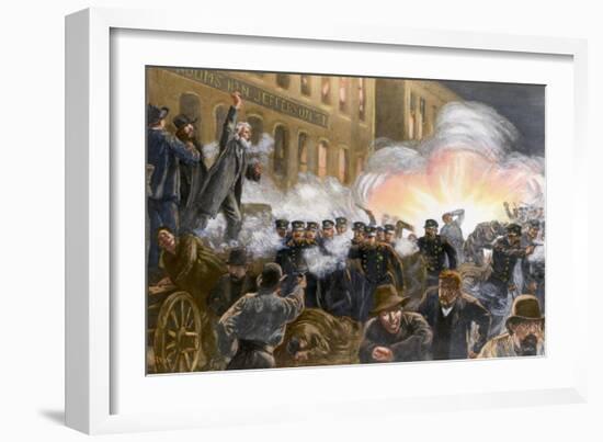 Illustration of Haymarket Riot in Chicago-T. De Thulstrup-Framed Giclee Print