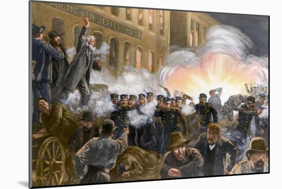 Illustration of Haymarket Riot in Chicago-T. De Thulstrup-Mounted Giclee Print