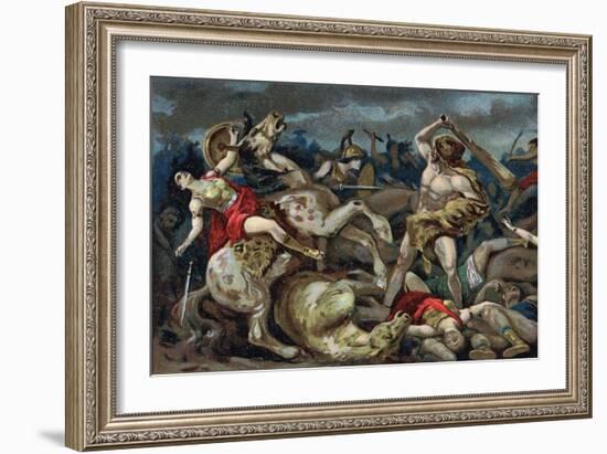 Illustration of Hercules Taking the Belt of Hippolyte-Stefano Bianchetti-Framed Giclee Print