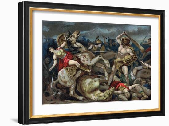 Illustration of Hercules Taking the Belt of Hippolyte-Stefano Bianchetti-Framed Giclee Print