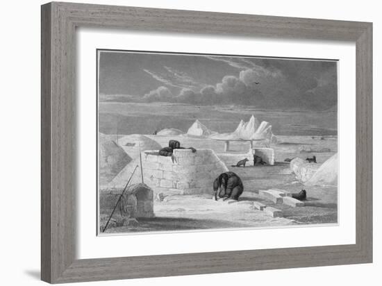 Illustration of Inuits Building an Igloo-Edward Finden-Framed Giclee Print