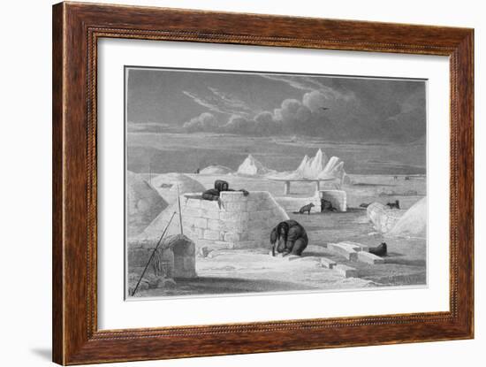 Illustration of Inuits Building an Igloo-Edward Finden-Framed Giclee Print