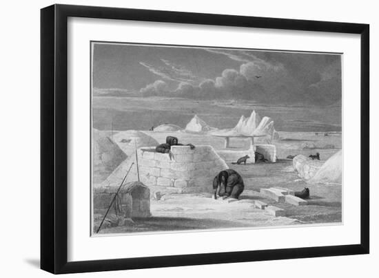 Illustration of Inuits Building an Igloo-Edward Finden-Framed Giclee Print