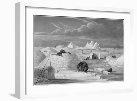 Illustration of Inuits Building an Igloo-Edward Finden-Framed Giclee Print