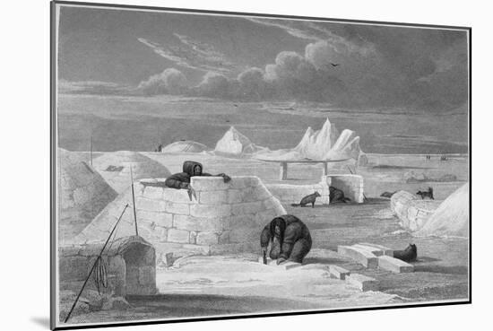 Illustration of Inuits Building an Igloo-Edward Finden-Mounted Giclee Print