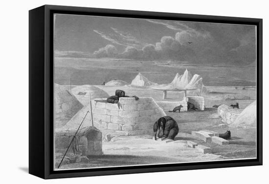 Illustration of Inuits Building an Igloo-Edward Finden-Framed Premier Image Canvas