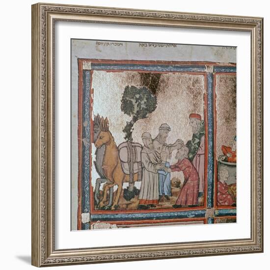 Illustration of Joseph being sold by his brothers, 14th century-Unknown-Framed Giclee Print