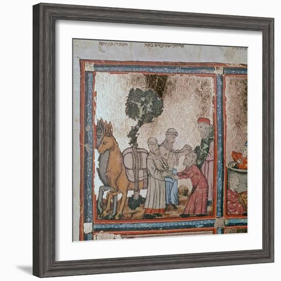 Illustration of Joseph being sold by his brothers, 14th century-Unknown-Framed Giclee Print