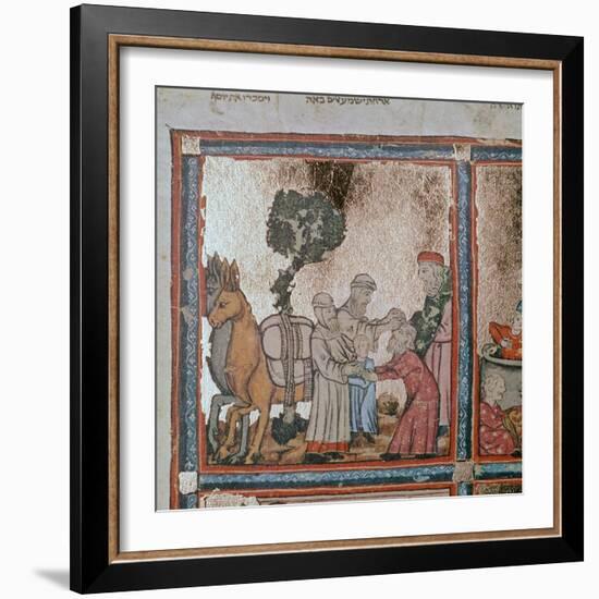 Illustration of Joseph being sold by his brothers, 14th century-Unknown-Framed Giclee Print