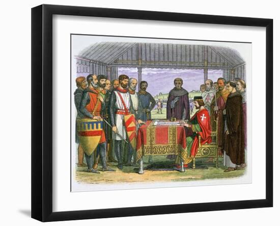 Illustration of King John signing the Magna Carta, 19th century-James William Edmund Doyle-Framed Giclee Print