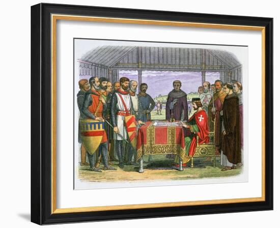 Illustration of King John signing the Magna Carta, 19th century-James William Edmund Doyle-Framed Giclee Print