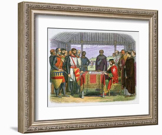 Illustration of King John signing the Magna Carta, 19th century-James William Edmund Doyle-Framed Giclee Print