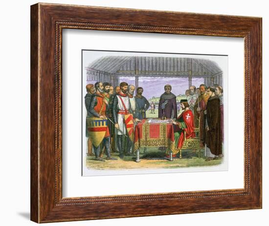 Illustration of King John signing the Magna Carta, 19th century-James William Edmund Doyle-Framed Giclee Print