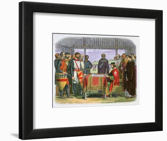 Illustration of King John signing the Magna Carta, 19th century-James William Edmund Doyle-Framed Giclee Print