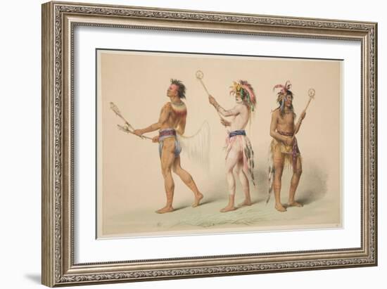 Illustration of Lacrosse Players, from 'Illustrations of the Manners, Customs & Conditions of the N-George Catlin-Framed Giclee Print