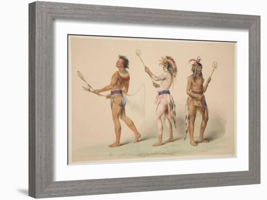 Illustration of Lacrosse Players, from 'Illustrations of the Manners, Customs & Conditions of the N-George Catlin-Framed Giclee Print