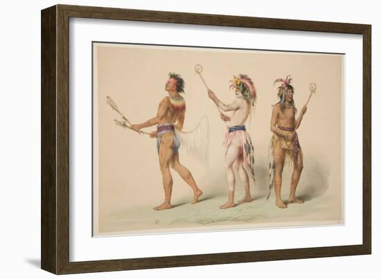 Illustration of Lacrosse Players, from 'Illustrations of the Manners, Customs & Conditions of the N-George Catlin-Framed Giclee Print