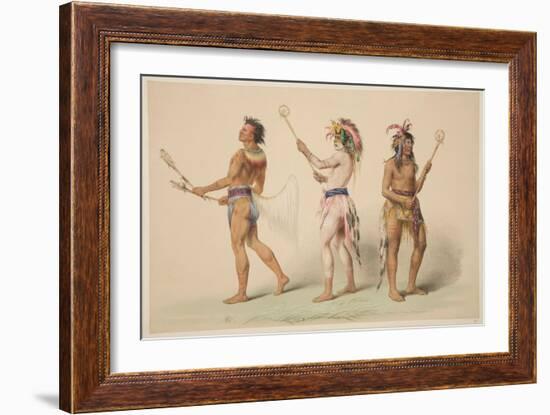 Illustration of Lacrosse Players, from 'Illustrations of the Manners, Customs & Conditions of the N-George Catlin-Framed Giclee Print
