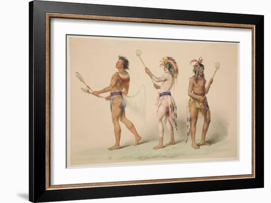 Illustration of Lacrosse Players, from 'Illustrations of the Manners, Customs & Conditions of the N-George Catlin-Framed Giclee Print