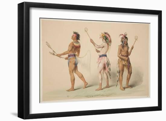 Illustration of Lacrosse Players, from 'Illustrations of the Manners, Customs & Conditions of the N-George Catlin-Framed Giclee Print