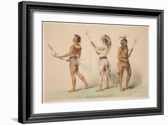 Illustration of Lacrosse Players, from 'Illustrations of the Manners, Customs & Conditions of the N-George Catlin-Framed Giclee Print