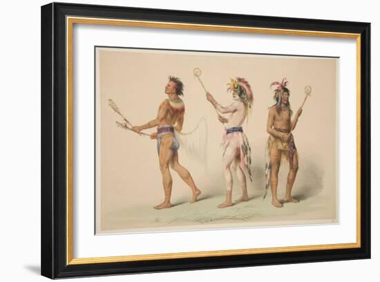 Illustration of Lacrosse Players, from 'Illustrations of the Manners, Customs & Conditions of the N-George Catlin-Framed Giclee Print