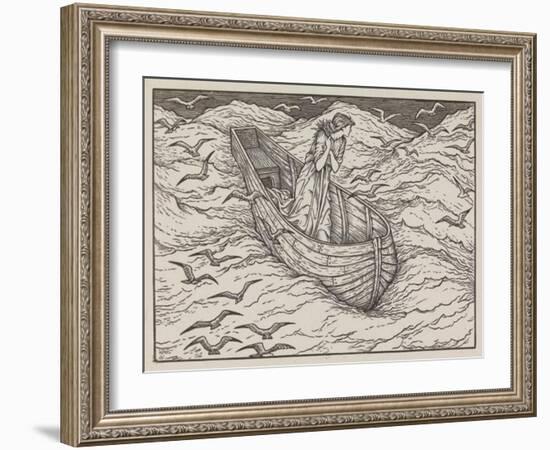 Illustration of lady in a boat-Edward Burne-Jones-Framed Art Print