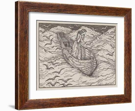 Illustration of lady in a boat-Edward Burne-Jones-Framed Art Print