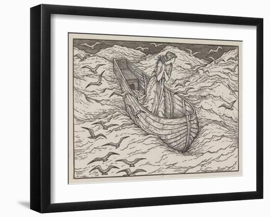 Illustration of lady in a boat-Edward Burne-Jones-Framed Art Print