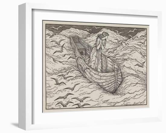 Illustration of lady in a boat-Edward Burne-Jones-Framed Art Print