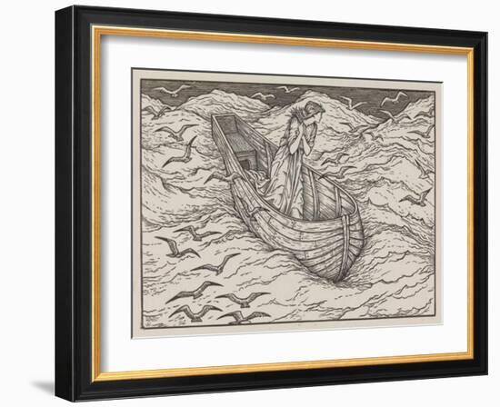 Illustration of lady in a boat-Edward Burne-Jones-Framed Art Print