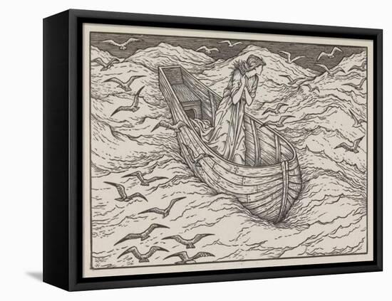 Illustration of lady in a boat-Edward Burne-Jones-Framed Stretched Canvas