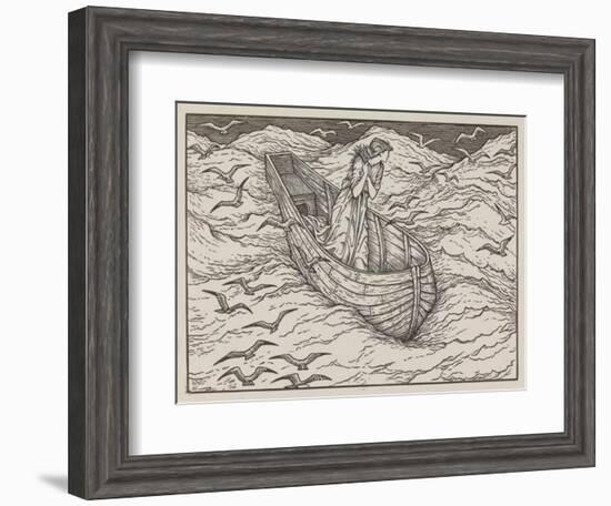 Illustration of lady in a boat-Edward Burne-Jones-Framed Art Print