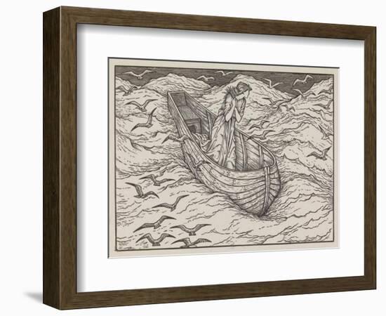 Illustration of lady in a boat-Edward Burne-Jones-Framed Art Print