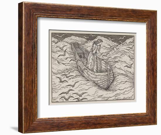 Illustration of lady in a boat-Edward Burne-Jones-Framed Art Print