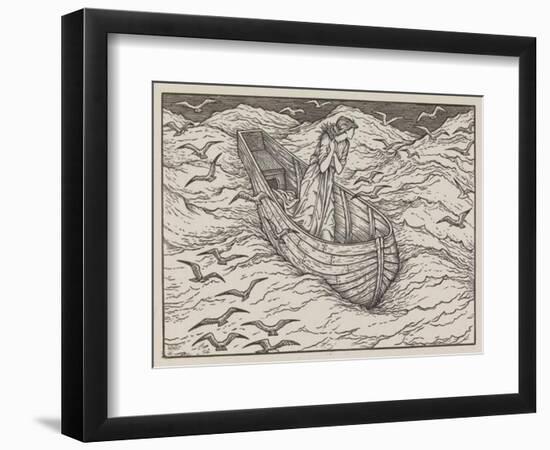 Illustration of lady in a boat-Edward Burne-Jones-Framed Art Print