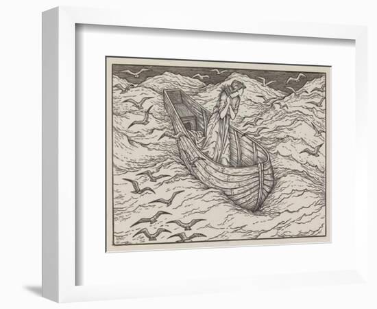 Illustration of lady in a boat-Edward Burne-Jones-Framed Art Print