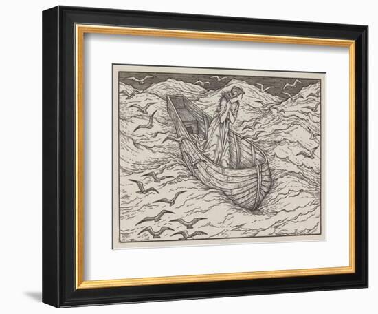 Illustration of lady in a boat-Edward Burne-Jones-Framed Art Print