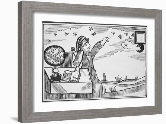 Illustration of Man Studying the Signs of the Moon and Stars-null-Framed Giclee Print