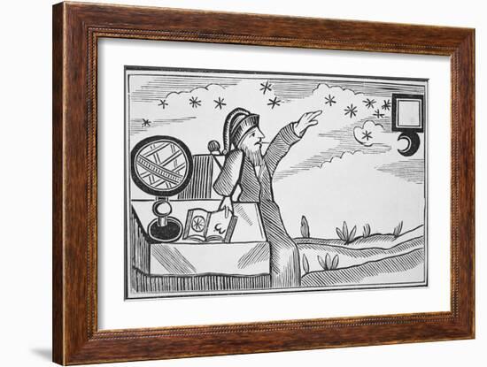 Illustration of Man Studying the Signs of the Moon and Stars-null-Framed Giclee Print