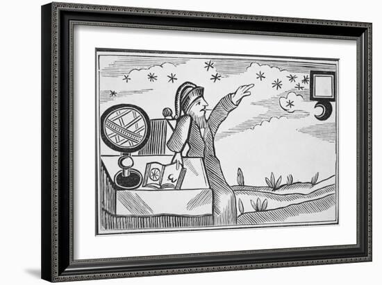 Illustration of Man Studying the Signs of the Moon and Stars-null-Framed Giclee Print