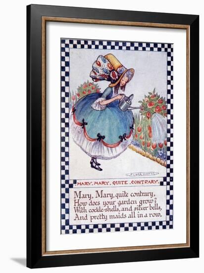 Illustration of "Mary Mary Quite Contrary" Nursery Rhyme-null-Framed Giclee Print