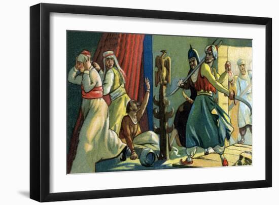 Illustration of Muhammad Destroying Idols at the Kaaba in Mecca-Stefano Bianchetti-Framed Giclee Print