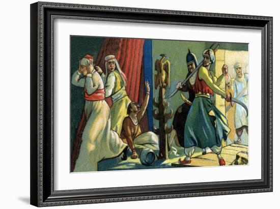Illustration of Muhammad Destroying Idols at the Kaaba in Mecca-Stefano Bianchetti-Framed Giclee Print