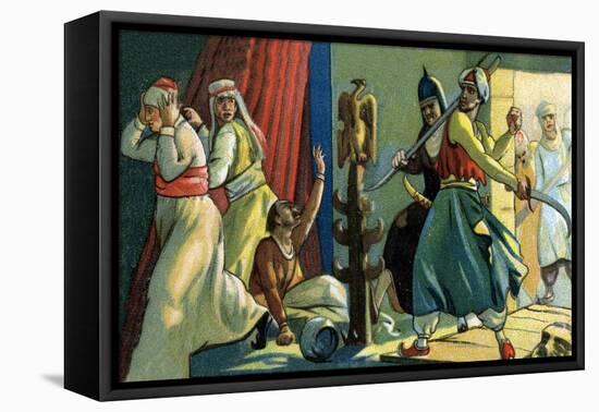 Illustration of Muhammad Destroying Idols at the Kaaba in Mecca-Stefano Bianchetti-Framed Premier Image Canvas