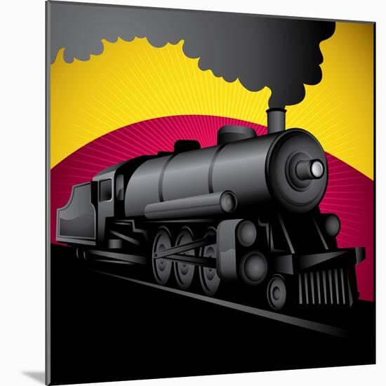 Illustration of Old Stylized Locomotive. Vector Illustration.-Radoman Durkovic-Mounted Art Print