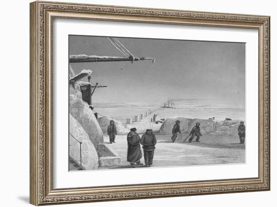 Illustration of Parry's Men Playing Cricket on Pack Ice-Edward Finden-Framed Giclee Print