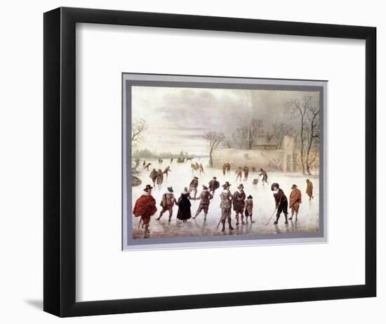 Illustration of people playing golf on frozen water, c18th century-Unknown-Framed Giclee Print